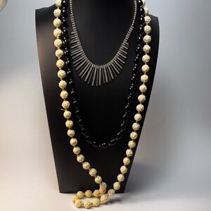 Necklace Lot Goth Coquette White Vintage Acrylic Rose Beads Rhinestone Choker